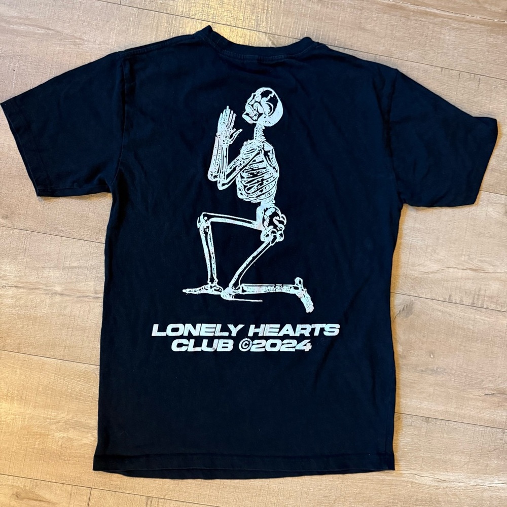 Lonely hearts Club Double Sided Tshirt Size Medium Skate Indie Grunge Skeleton